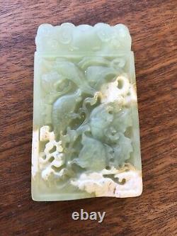 Vintage Old Stock Chinese Pale Green Nephrite Jade Pendant Translucent Fish
