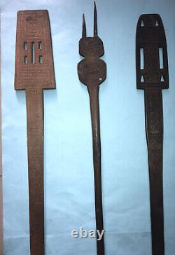 Vintage Old Wood Distaffs-handcraft Distaffs- Antique Crafts-folk Art-70 Years-r