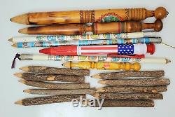 Vintage Old antique wooden pens Long 39 cm wood
