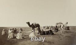 Vintage Photographs Old Albumen Camel and Orientalist Figures, Algeria c. 1870