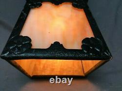 Vintage Porch Ceiling Light Fixture Textured Slag Glass Stained Old 997-20B