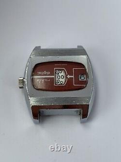 Vintage Ruhla Digital Jump Hour Antimagnetic Germany Rare Wrist Watch Old Retro