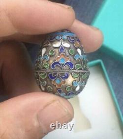 Vintage Russian Silver 925 Cloisonné Enamel Miniature Egg Tsarist Rare Old 20th