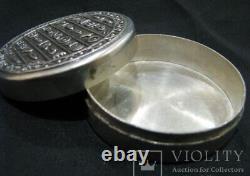 Vintage Silver Box Engraved Lid Jewelery Snuff Herglove Rare Old 20th