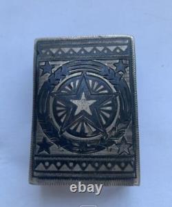 Vintage Sterling Silver 875 Matches Box Star Engraved Niello Russian Rare Old
