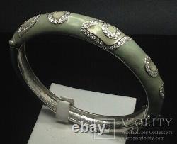 Vintage Sterling Silver 925 Bracelet Enamel Men's Women Jewelry Zircons Rare Old