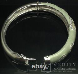 Vintage Sterling Silver 925 Bracelet Enamel Men's Women Jewelry Zircons Rare Old