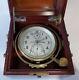 Vintage Submarine Clock Kirov Chronometer Poljot 1mchz Box Wood Russian Ussr Old
