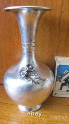 Vintage Vase Sterling Silver 925 Flower Decor Etached Rare Old 20th 52 gr