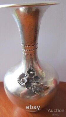 Vintage Vase Sterling Silver 925 Flower Decor Etached Rare Old 20th 52 gr