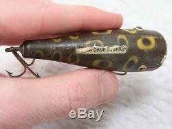 Vintage Wood Fishing Lure Two Hook Green Antique Rare Old Creek Chub Blunker