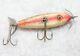 Vintage Wood Fishing Lure Two Hook Minnow Fleuger White Red Antique Rare Old