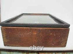 Vintage Wooden Traders Box Antique Old Wood Glass Fronted Display Case 19x13