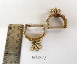 Vintage antique ethnic tribal old silver big toe ring pair belly dance jewelry