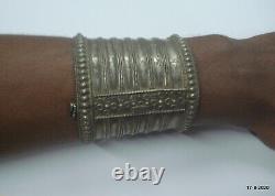 Vintage antique ethnic tribal old silver bracelet bangle cuff rabari jewelry