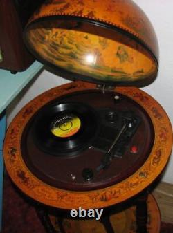 Vintage antique gramophone+Radio+pickup+Globe map+bar+cofee table. Old World map