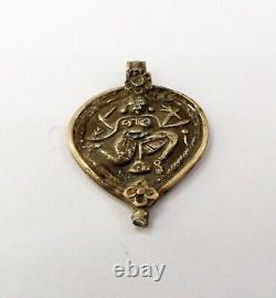 Vintage antique tribal old silver amulet pendant necklace hindu god shiva
