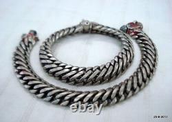 Vintage antique tribal old silver anklet feet bracelet ankle chain jewelry