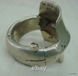 Vintage antique tribal old silver bracelet bangle cuff gypsy hippie jewellery