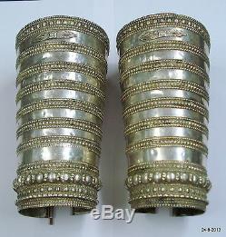Vintage antique tribal old silver cuff bracelet bangle belly dance jewelry india
