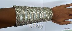 Vintage antique tribal old silver cuff bracelet bangle belly dance jewelry india