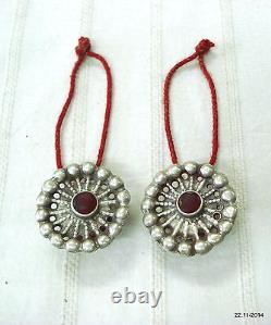 Vintage antique tribal old silver ear plug earrings gypsy hippie jewelry