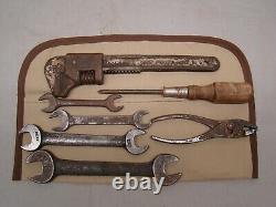 Vintage tool kit with reproduction tool bag vintage tool roll old tool set antique