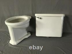 Vtg Art Deco Ceramic White Porcelain Toilet Bowl Tank Lid Old Standard 14-20E