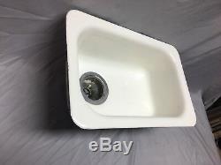 Vtg Cast Iron White Porcelain Drop In Single Basin Kitchen Prep Sink Old 61-18J