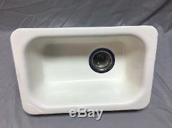 Vtg Cast Iron White Porcelain Drop In Single Basin Kitchen Prep Sink Old 61-18J