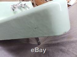 Vtg Jadeite Green Porcelain Cast Iron Shelf Top Sink AS IS Old Bathroom 1879-16