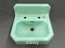Vtg Mid Century Art Deco Jadeite Green Porcelain Old Cast Iron Bath Sink 613-18E