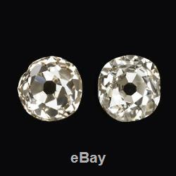 0.95ct Ancienne Mine Cut Diamond Stud Earrings 1 Carat Pair Anciennes Naturel