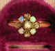 10k Antique Vintage Véritable Opale Rose Coupé Diamants Fleur Florale Anneau Victorien