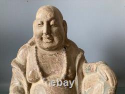 13 Antique Chinoise Sculpture en Bois Ancien de Bouddha en Sculpture d'Art Décoratif Vintage