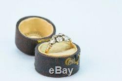 1790 Ring 6 Old Diamonds Cut Or Argent Set Antique Anglais Géorgien Vintage