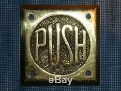 1930 Rare Art Ancien Original Deco Période Brass''push '' De Antique Vintage Signe Porte
