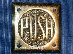 1930 Rare Art Ancien Original Deco Période Brass''push '' De Antique Vintage Signe Porte