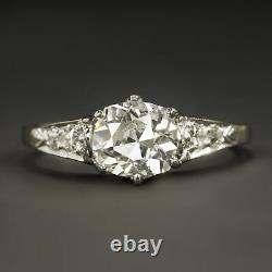 1,25ct Old Mine Cut Diamond Platinum Engagement Ring Vintage Antique Orient