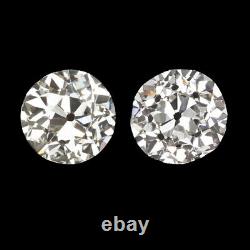 1.5ct Certifié G-h Si Vintage Diamond Stud Boucles D’oreilles Old European Cut Antique Eu