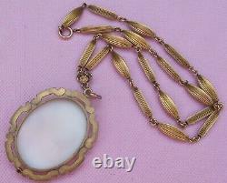 1 Vieux Vieux Vieux Antique Victorien R K Chaîne De Montre En Or Perles Big Cameo Collier De Fob