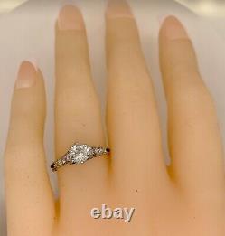 1ct Vintage Diamond Engagement Ring Platinum Old Europeen Cut Antique Art Deco
