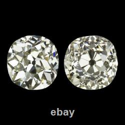3.31ct Antique Old Mine Cut Diamond Stud Boucles D’oreilles Vintage Paire 3.5 Carat Naturel