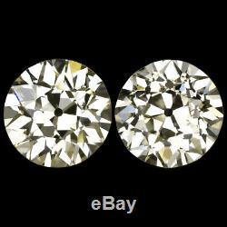 5 Carat Vs1 Old Cut Européenne Diamant Boucles D'oreilles Vintage Antique Paire Naturel