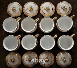 8 Pot De Crème Dessert Cups & 2 Niveaux Stand, Vieux Vieux Porcelaine De Paris, C1850 13