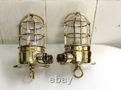 Ancien Nautical Old Brass Long Vintage Pendentif Retro Old Ship Light Lot De 2