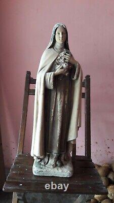 Ancien Vieux Christian St. Thérèse De Lisieux Littleflower Statue Figurine