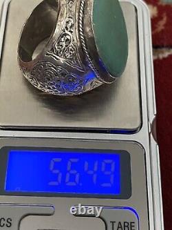 Ancien Vieux Otoman Turquoise Pierre Feroza Big Silver Ring Prix Était 350 $