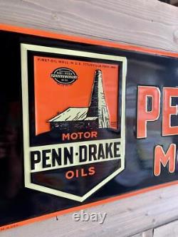 Ancien Vieux Style Penn Drake Panneau D'huile D'acier