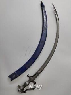 Ancien Vintage Damas Épée Courbée Acier Au Carbone Fabriqué À La Main Vieux Rare Collectionnable